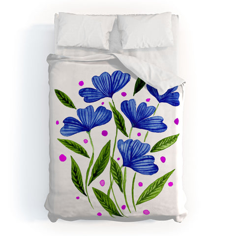 Angela Minca Cute floral bouquet blue Duvet Cover