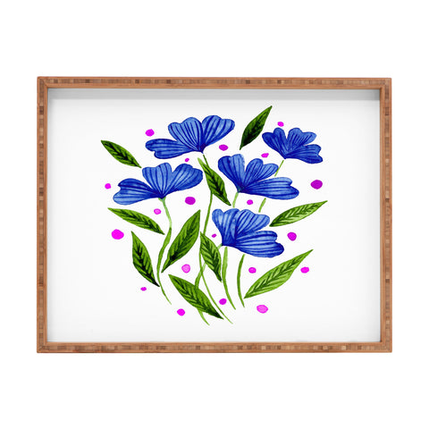 Angela Minca Cute floral bouquet blue Rectangular Tray