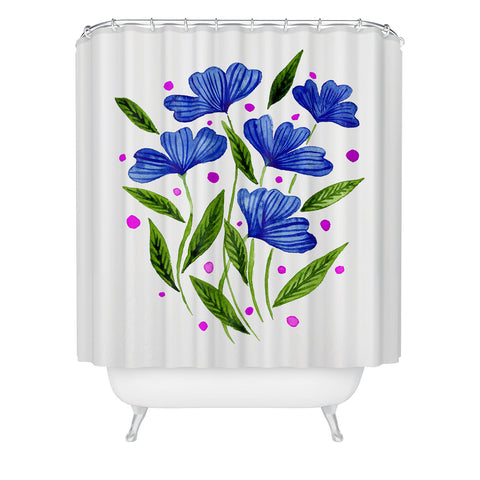 Angela Minca Cute floral bouquet blue Shower Curtain