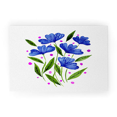 Angela Minca Cute floral bouquet blue Welcome Mat