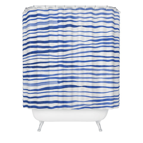 Angela Minca Doodle blue lines Shower Curtain