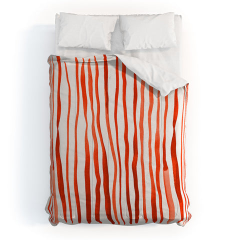 Angela Minca Doodle orange lines Comforter