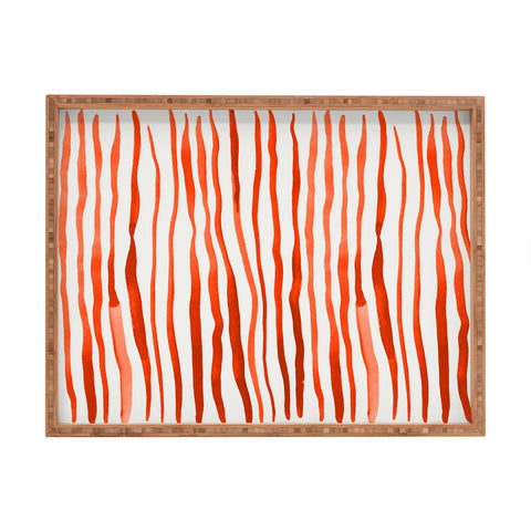 Angela Minca Doodle orange lines Rectangular Tray