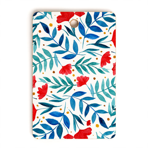 Angela Minca Magical garden red and teal Cutting Board Rectangle