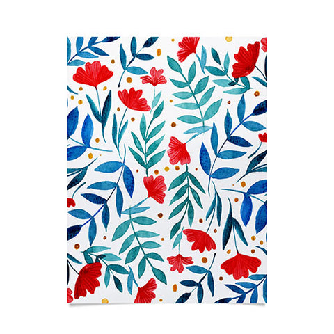 Angela Minca Magical garden red and teal Poster