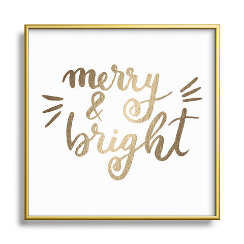 Angela Minca Merry and bright gold Square Metal Framed Art Print