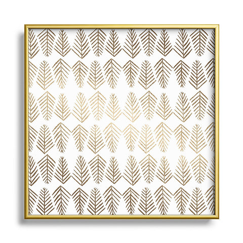 Angela Minca Pine trees gold Square Metal Framed Art Print