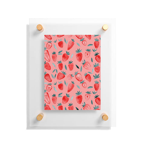 Angela Minca Pink strawberries Floating Acrylic Print