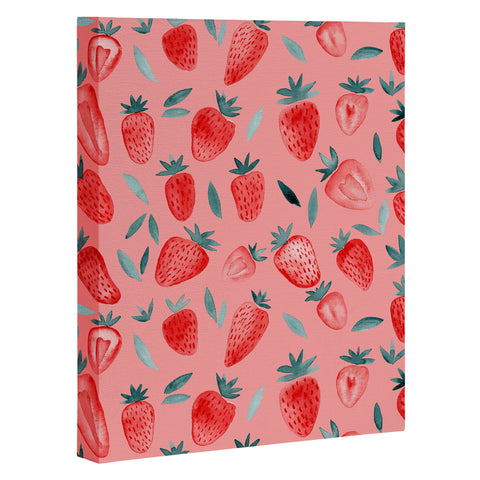 Angela Minca Pink strawberries Art Canvas
