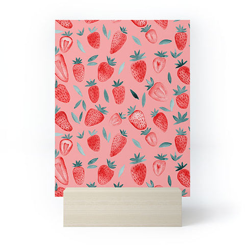Angela Minca Pink strawberries Mini Art Print