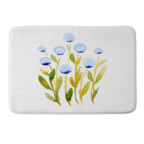 Angela Minca Simple blue flowers Memory Foam Bath Mat
