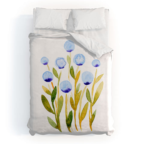 Angela Minca Simple blue flowers Duvet Cover