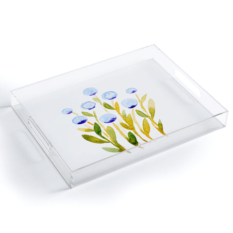 Angela Minca Simple blue flowers Acrylic Tray