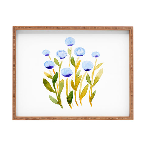 Angela Minca Simple blue flowers Rectangular Tray