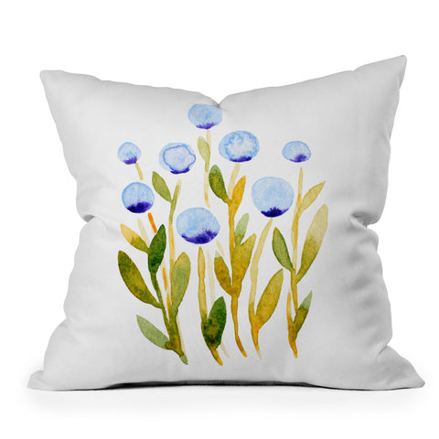 Angela Minca Simple blue flowers Throw Pillow
