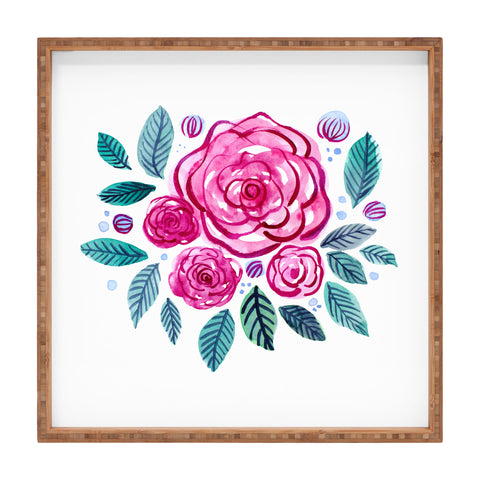 Angela Minca Spring roses bouquet Square Tray