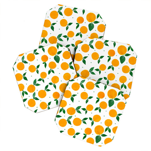 Angela Minca Tangerine pattern yellow Coaster Set