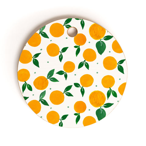Angela Minca Tangerine pattern yellow Cutting Board Round