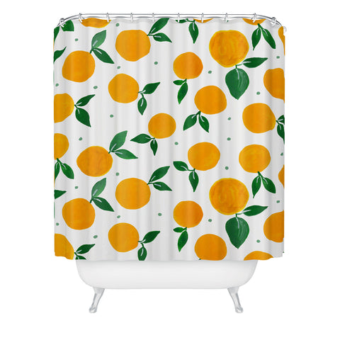 Angela Minca Tangerine pattern yellow Shower Curtain