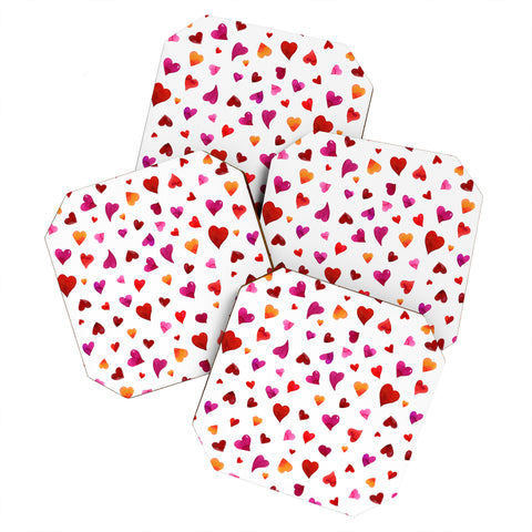 Angela Minca Valentines day hearts Coaster Set