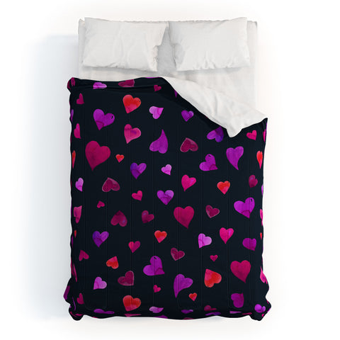 Angela Minca Valentines day hearts purple Comforter