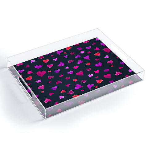 Angela Minca Valentines day hearts purple Acrylic Tray