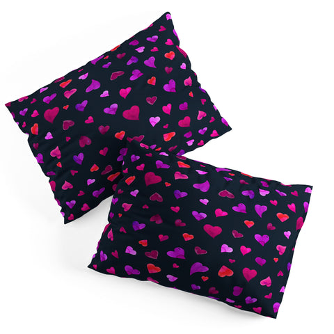 Angela Minca Valentines day hearts purple Pillow Shams