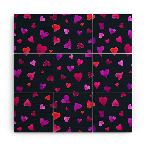 Angela Minca Valentines day hearts purple Wood Wall Mural
