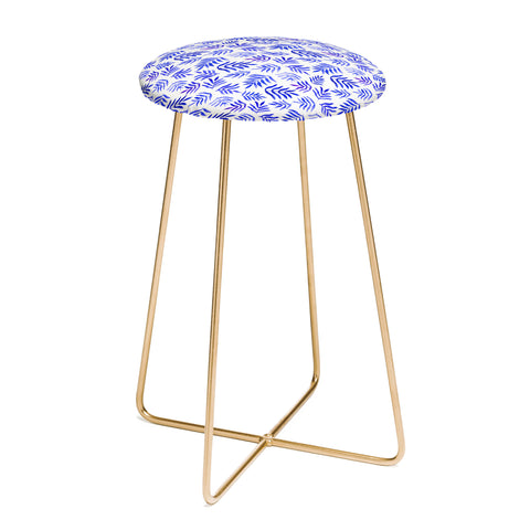 Angela Minca Watercolor blue branches Counter Stool
