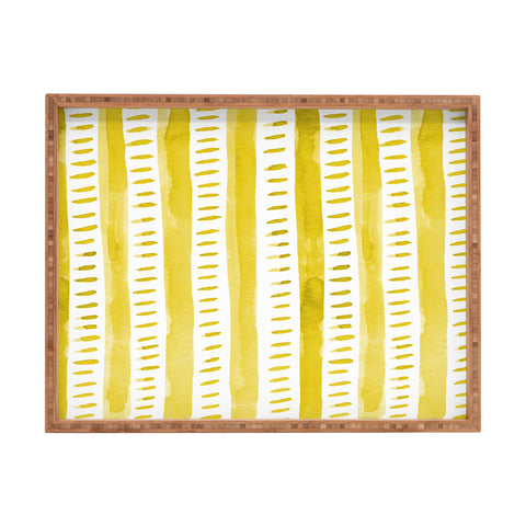 Angela Minca Watercolor lines yellow Rectangular Tray