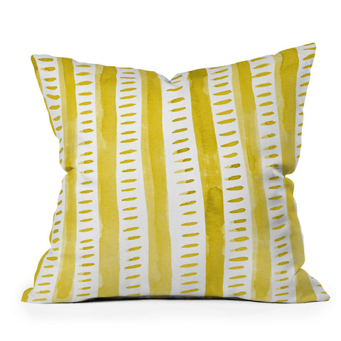 Angela Minca Watercolor lines yellow Throw Pillow