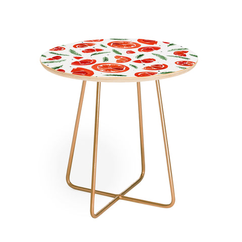 Angela Minca Watercolor oranges and pine Round Side Table