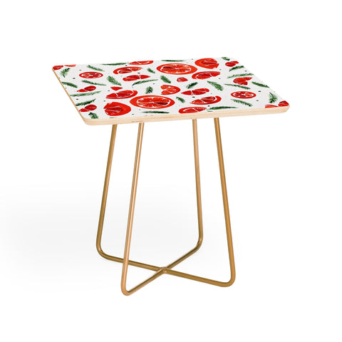 Angela Minca Watercolor oranges and pine Side Table