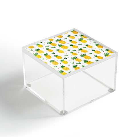 Angela Minca Watercolor pineapple pattern Acrylic Box
