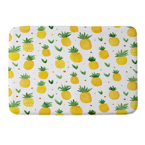 Angela Minca Watercolor pineapple pattern Memory Foam Bath Mat