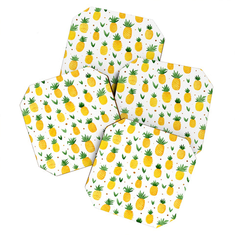 Angela Minca Watercolor pineapple pattern Coaster Set