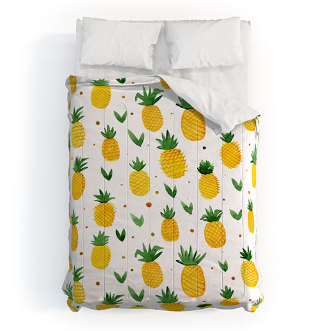 Angela Minca Watercolor pineapple pattern Comforter