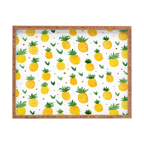 Angela Minca Watercolor pineapple pattern Rectangular Tray