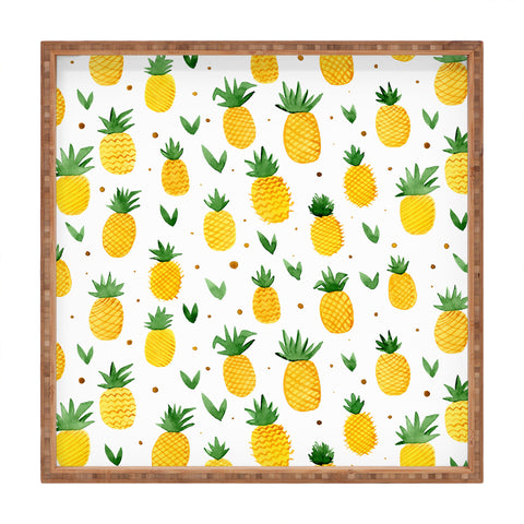 Angela Minca Watercolor pineapple pattern Square Tray