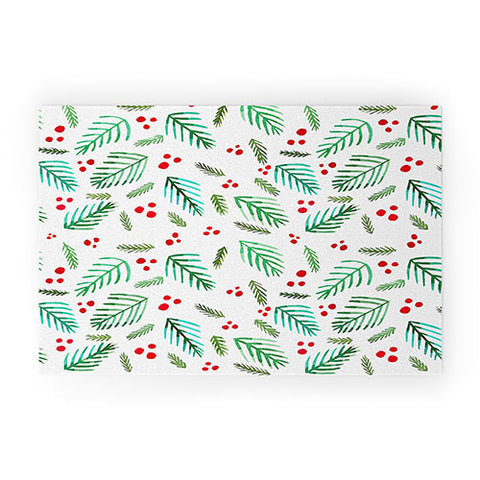 Angela Minca Xmas branches white Welcome Mat