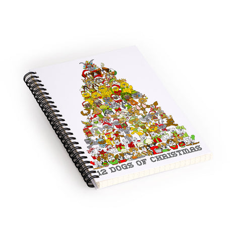 Angry Squirrel Studio 12 Dogs of Christmas Spiral Notebook