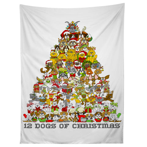 Angry Squirrel Studio 12 Dogs of Christmas Tapestry