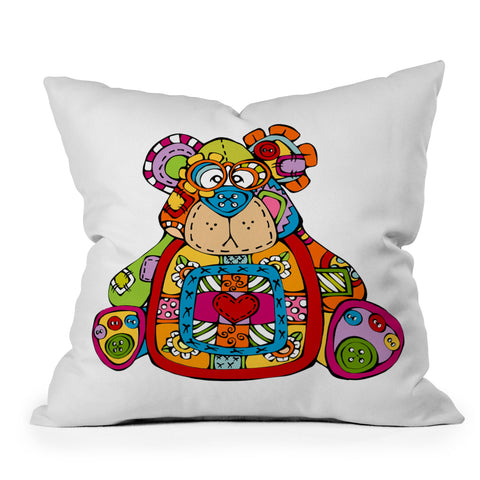 Angry Squirrel Studio BEAR Button Nose Buddies Throw Pillow