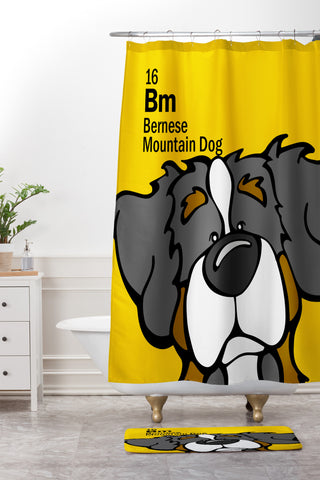 Angry Squirrel Studio Bernese Mtn Dog 16 Shower Curtain And Mat