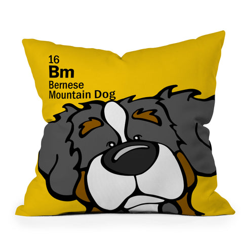 Angry Squirrel Studio Bernese Mtn Dog 16 Throw Pillow