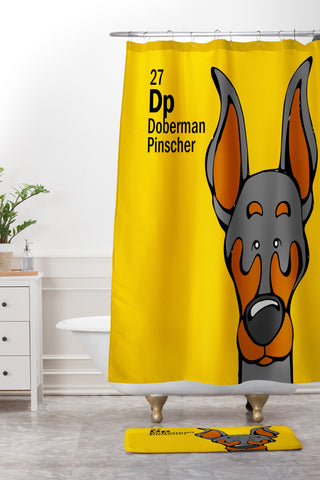 Angry Squirrel Studio Doberman Pinscher 27 Shower Curtain And Mat