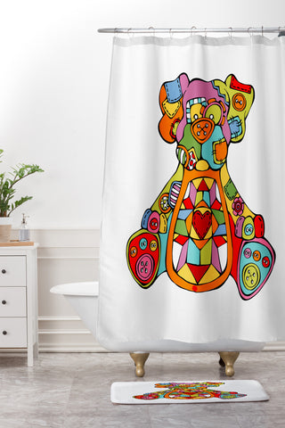 Angry Squirrel Studio DOG Buttonnose Buddies Shower Curtain And Mat