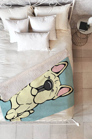 Angry Squirrel Studio French Bulldog 22 Fleece Throw Blanket