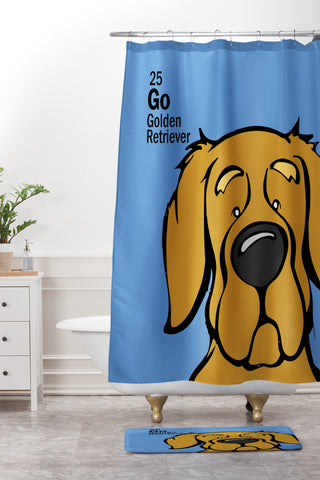 Angry Squirrel Studio Golden Retriever 25 Shower Curtain And Mat