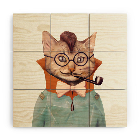 Animal Crew Eclectic Cat Wood Wall Mural